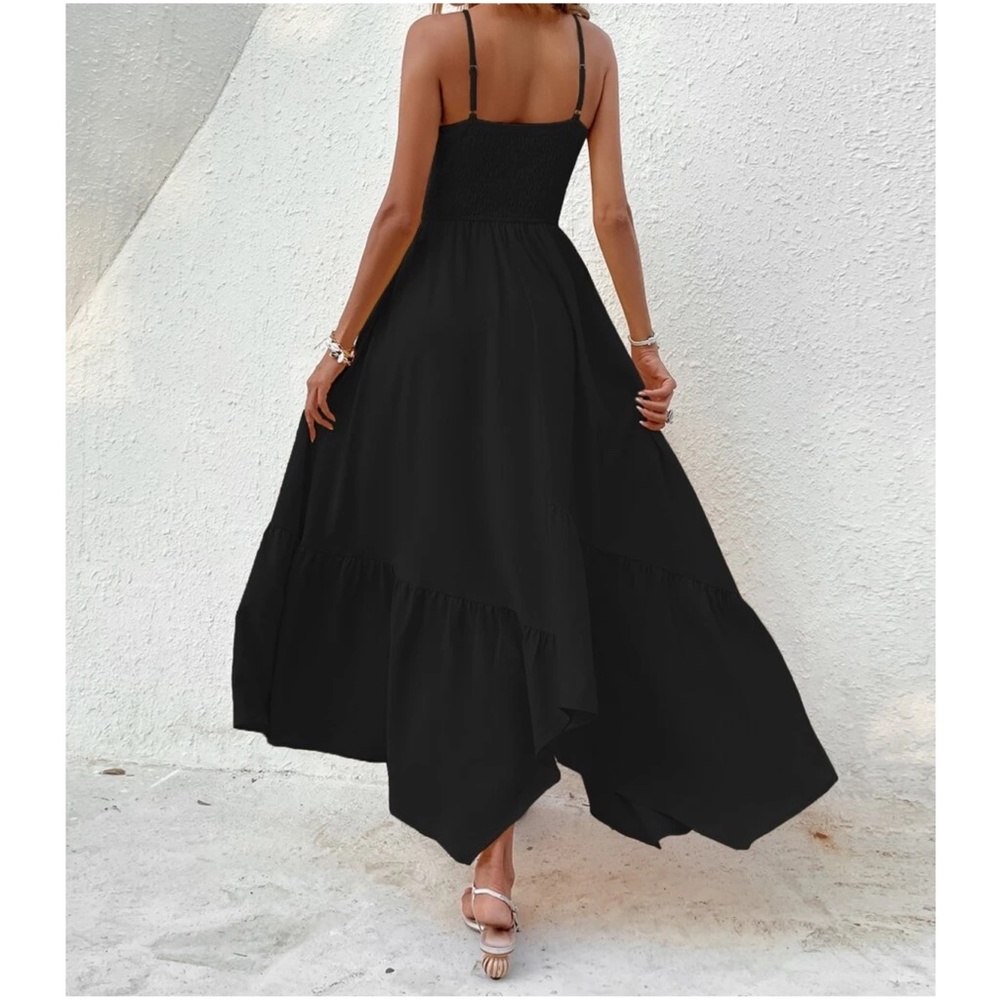 Boho Ruffle Hem Cami Solid Maxi Dress - Picture 4 of 13